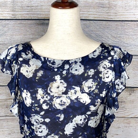 THEORY Celia Floral Print Silk Blouse size M - Picture 3 of 7
